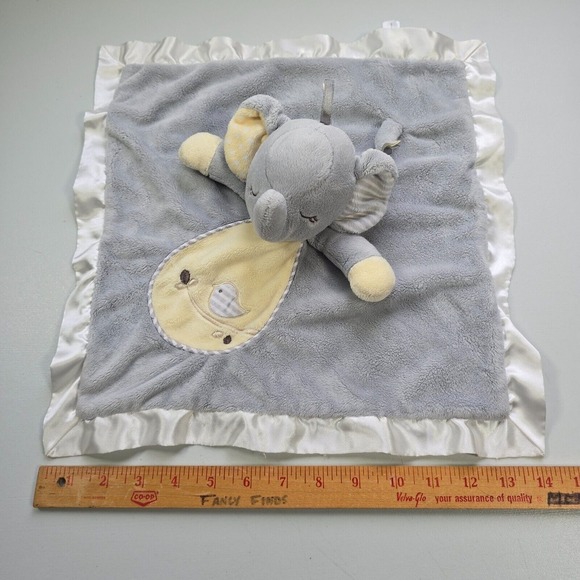 Douglas Baby Elephant Lovey Gray Yellow Satin Trim Security Blanket Plush - Picture 9 of 11